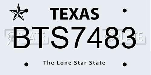 BTS7483 Texas License Plate