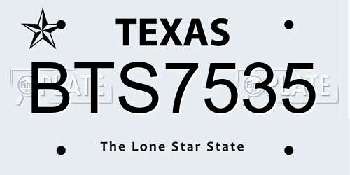 BTS7535 Texas License Plate
