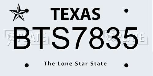 BTS7835 Texas License Plate