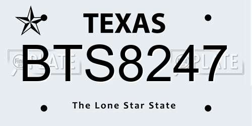 BTS8247 Texas License Plate