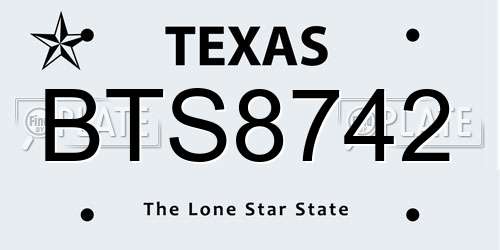 BTS8742 Texas License Plate