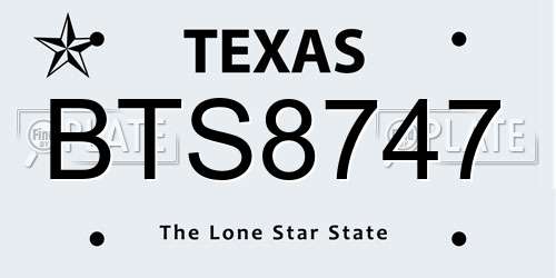 BTS8747 Texas License Plate