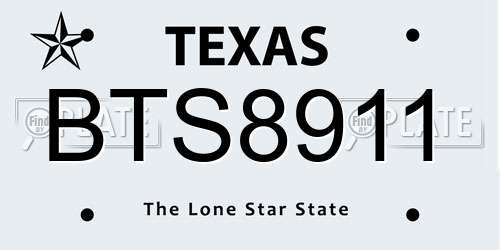 BTS8911 Texas License Plate