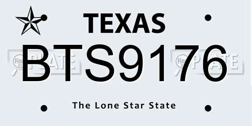 BTS9176 Texas License Plate