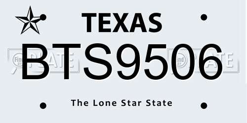 BTS9506 Texas License Plate