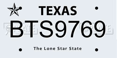 BTS9769 Texas License Plate