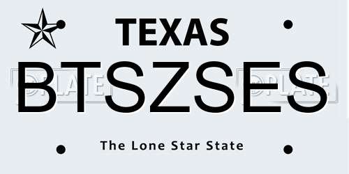 BTSZSES Texas License Plate