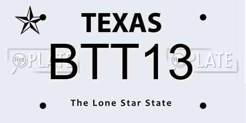 BTT13 Texas License Plate