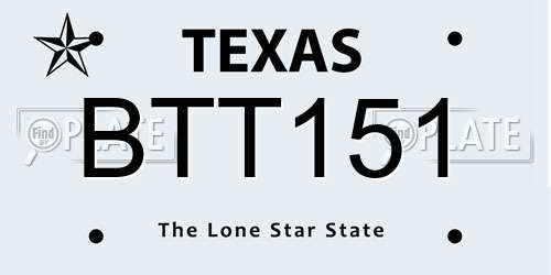 BTT151 Texas License Plate