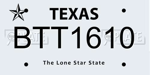 BTT1610 Texas License Plate