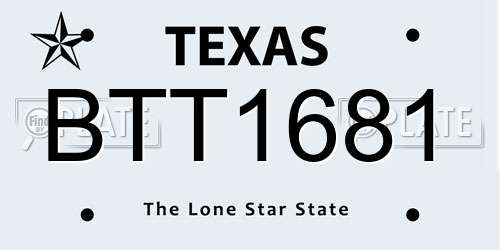 BTT1681 Texas License Plate