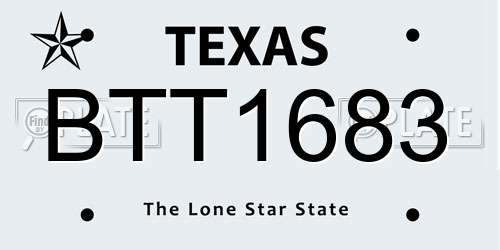 BTT1683 Texas License Plate