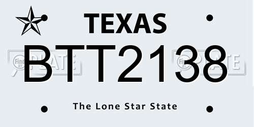 BTT2138 Texas License Plate