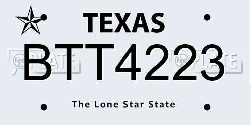 BTT4223 Texas License Plate