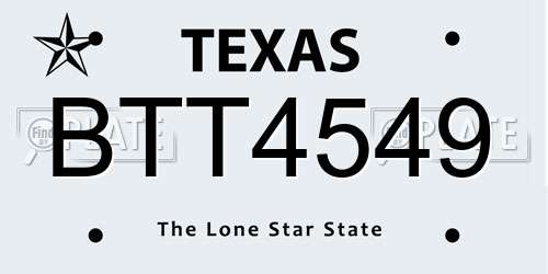 BTT4549 Texas License Plate