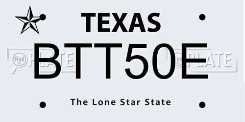 BTT50E Texas License Plate