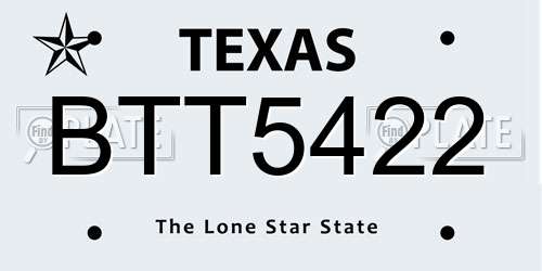 BTT5422 Texas License Plate