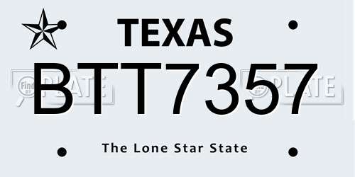 BTT7357 Texas License Plate