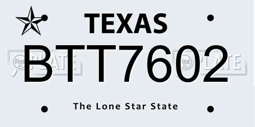 BTT7602 Texas License Plate