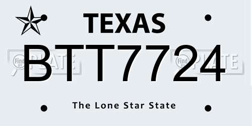 BTT7724 Texas License Plate