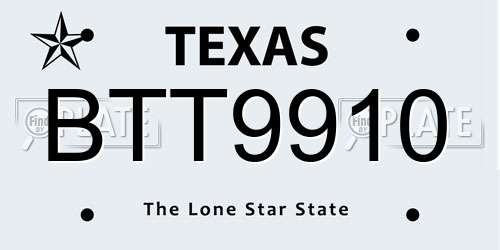 BTT9910 Texas License Plate