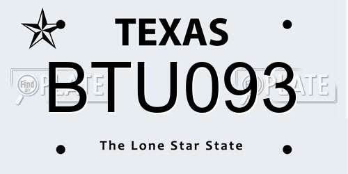 BTU093 Texas License Plate