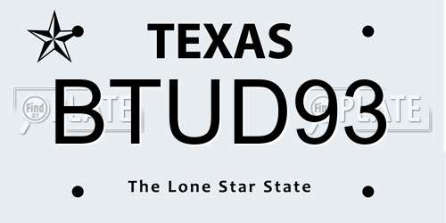 BTUD93 Texas License Plate