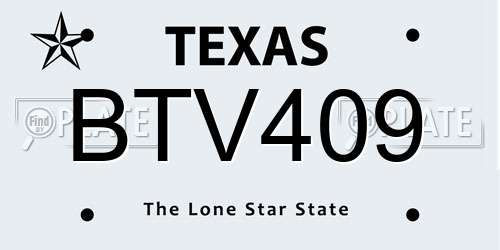 BTV409 Texas License Plate