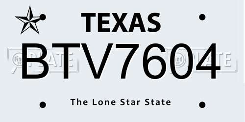 BTV7604 Texas License Plate