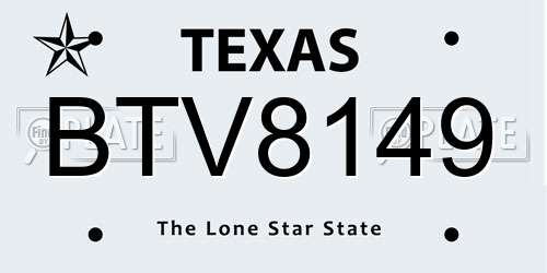 BTV8149 Texas License Plate