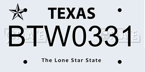 BTW0331 Texas License Plate