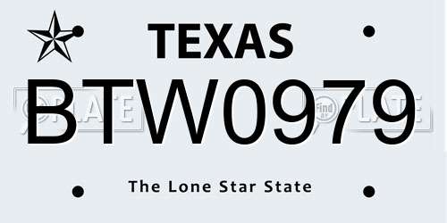 BTW0979 Texas License Plate
