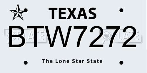 BTW7272 Texas License Plate