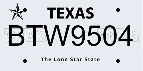 BTW9504 Texas License Plate