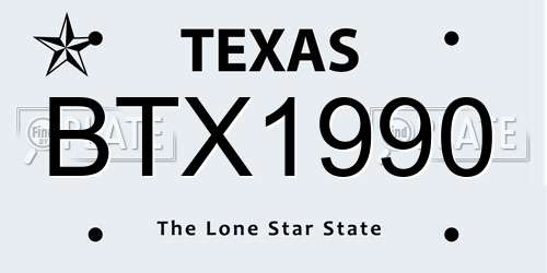 BTX1990 Texas License Plate