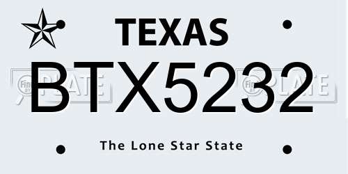 BTX5232 Texas License Plate