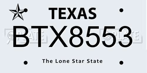 BTX8553 Texas License Plate
