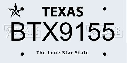 BTX9155 Texas License Plate