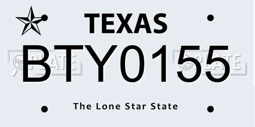 BTY0155 Texas License Plate
