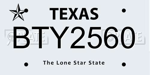 BTY2560 Texas License Plate