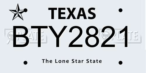 BTY2821 Texas License Plate