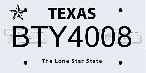 BTY4008 Texas License Plate