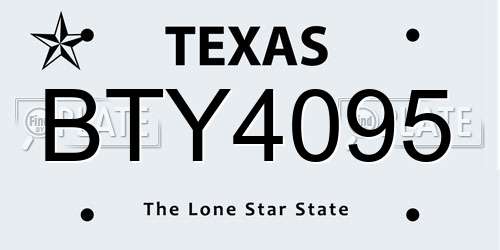 BTY4095 Texas License Plate