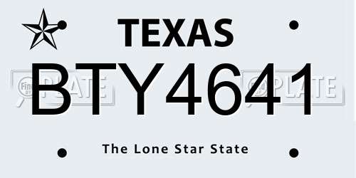 BTY4641 Texas License Plate