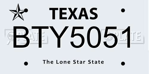 BTY5051 Texas License Plate