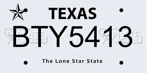 BTY5413 Texas License Plate
