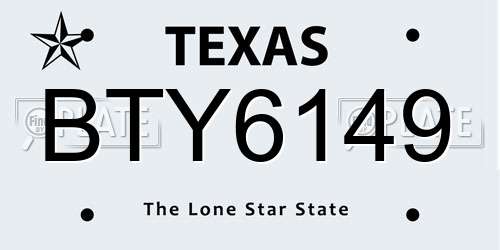 BTY6149 Texas License Plate
