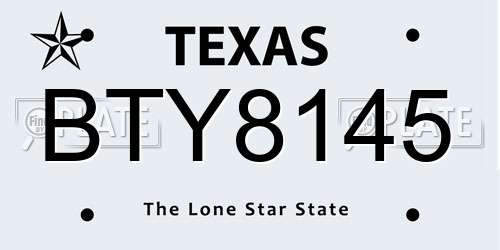 BTY8145 Texas License Plate