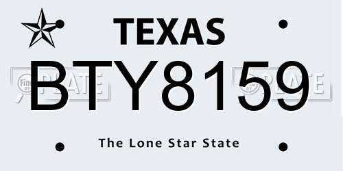 BTY8159 Texas License Plate