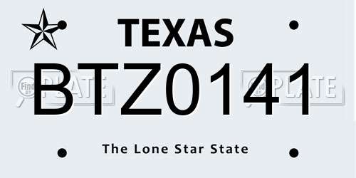 BTZ0141 Texas License Plate